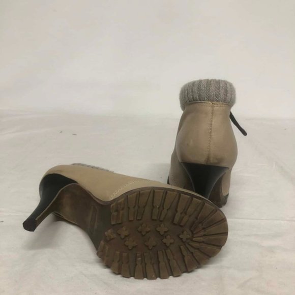 WITTNER Leather Lace Up Winter Knit Heeled Ankle Boots - Picture 5 of 6